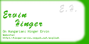 ervin hinger business card